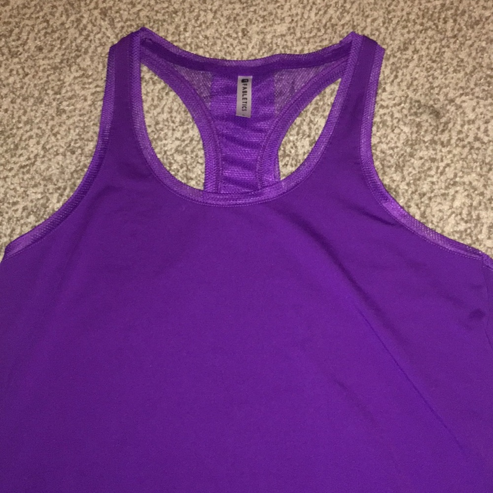 purple fabletics workout tank top